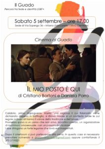 Locandina film al Guado del 5 settembre 2026 "Il mio posto è qui".