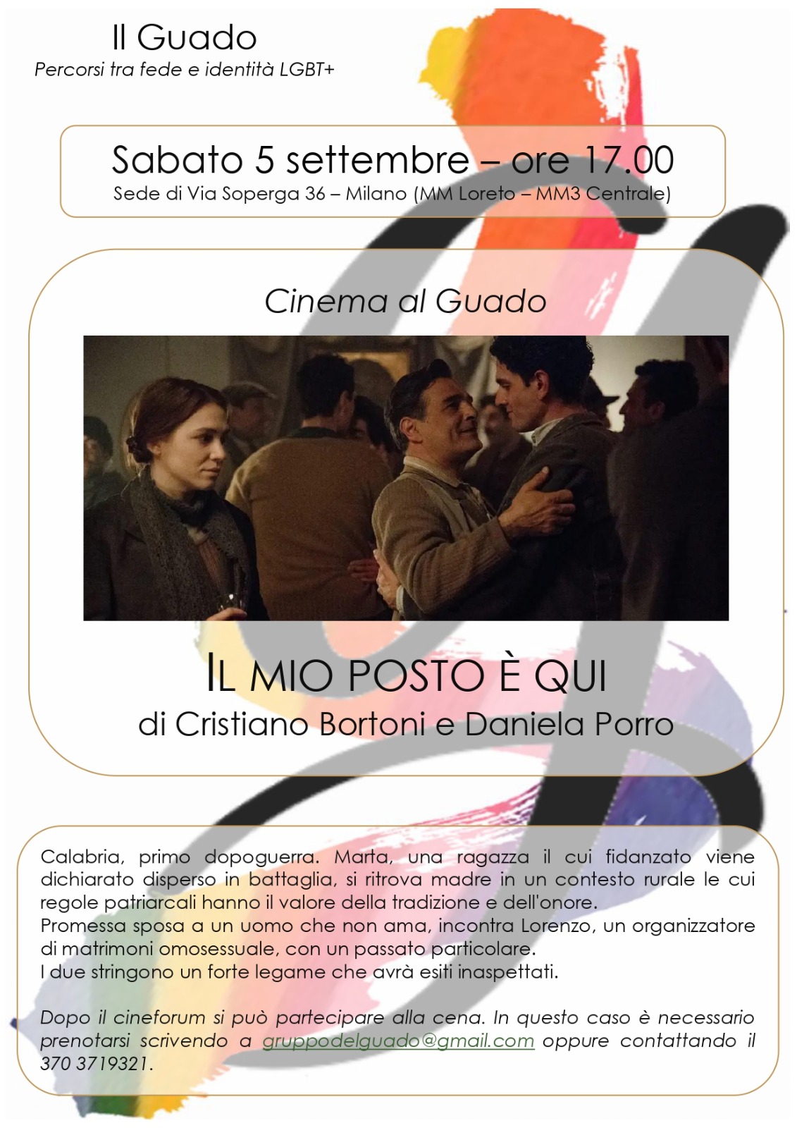 Locandina film al Guado del 5 settembre 2026 "Il mio posto è qui".